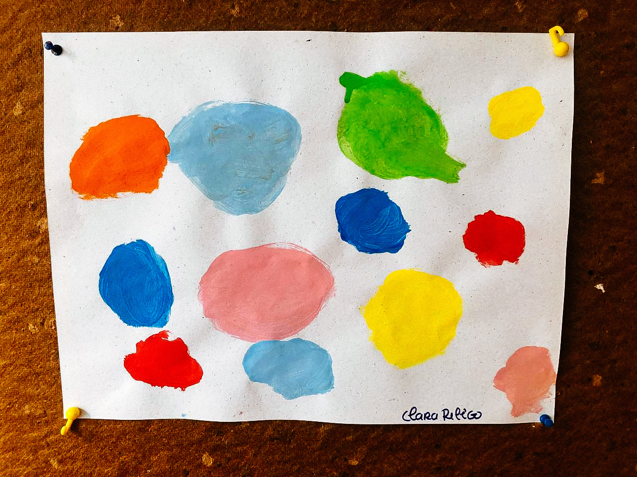 toddler painting, color circles