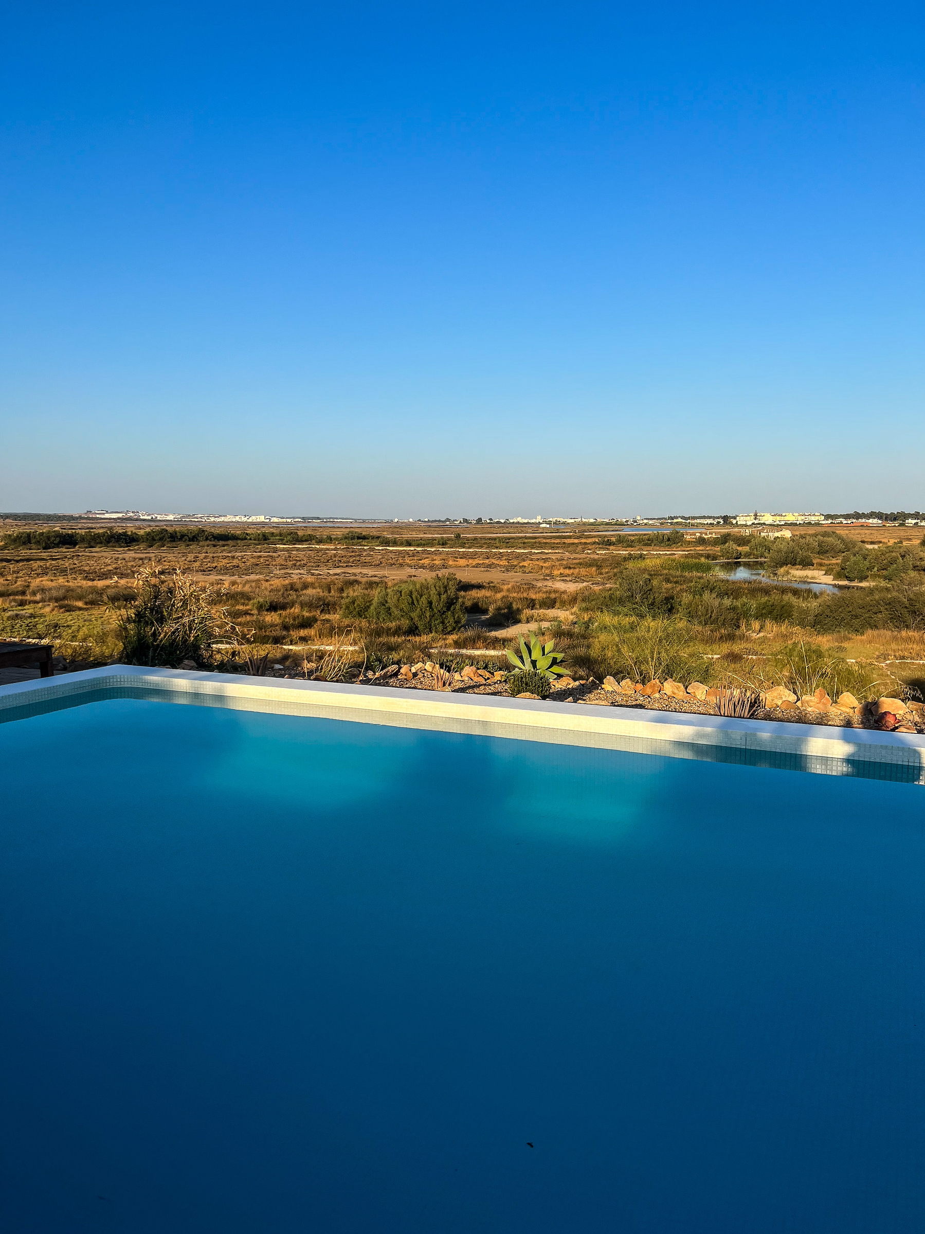 pool view, with empty land on the background