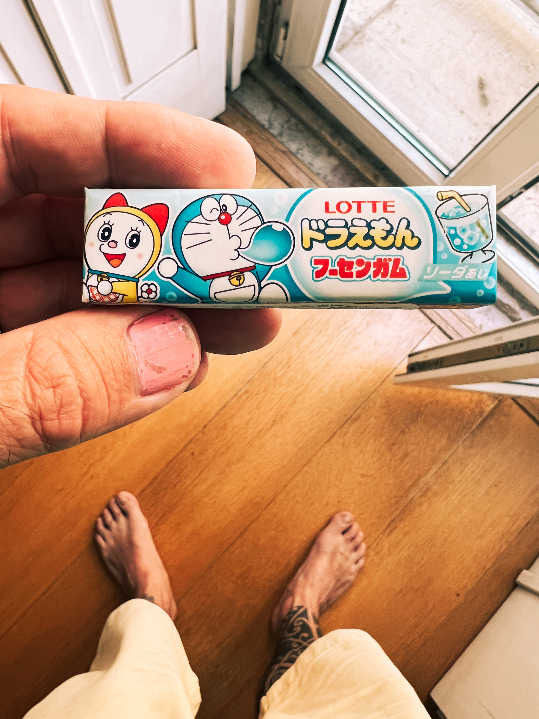 A pack of Doraemon branded chewing gum. 