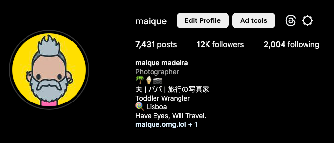 Instagram profile on the web
