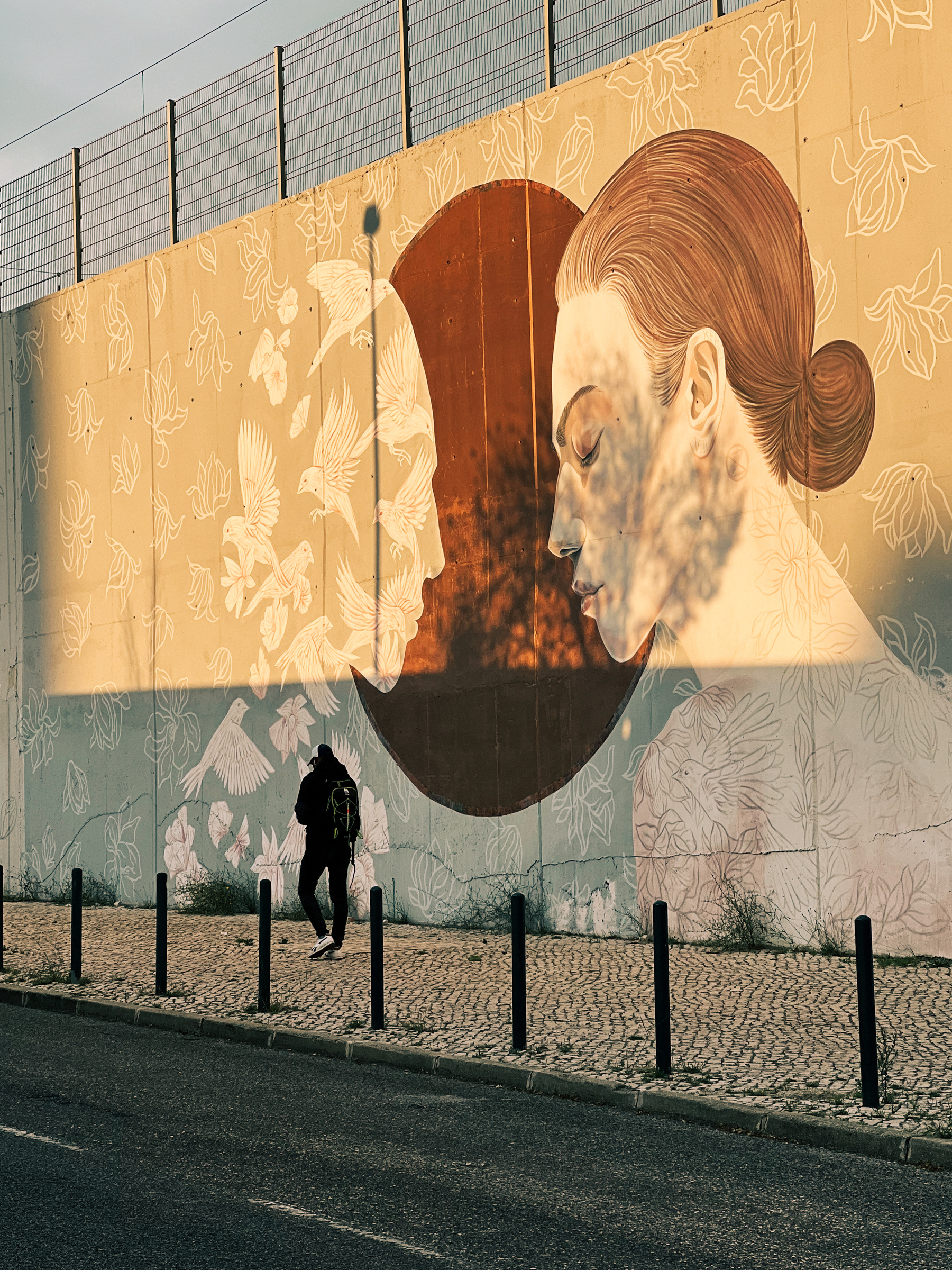 Street art. Two women, looking at each other.