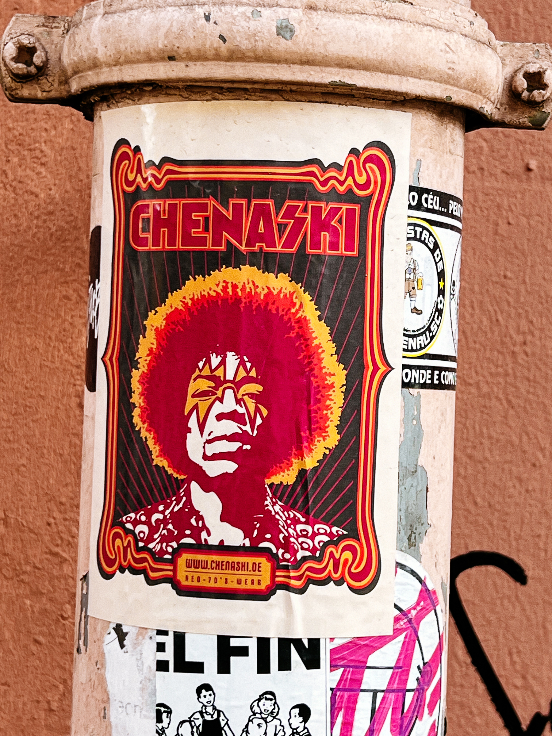 “chenaski”, and a cool looking, Afro hair sporting, eye painted dude. 
